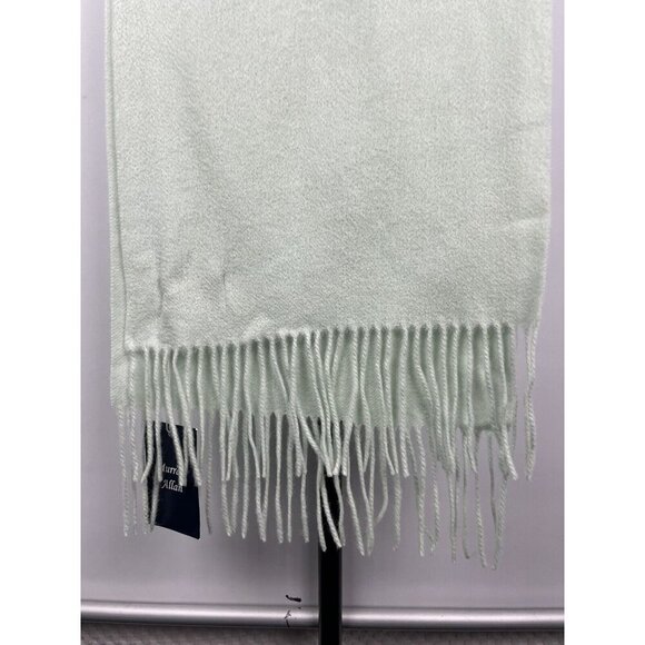 Murray Allan Mint‎ Green 100% Cashmere Twill Knit Fringe Hem Rectangle Scarf - Picture 5 of 7